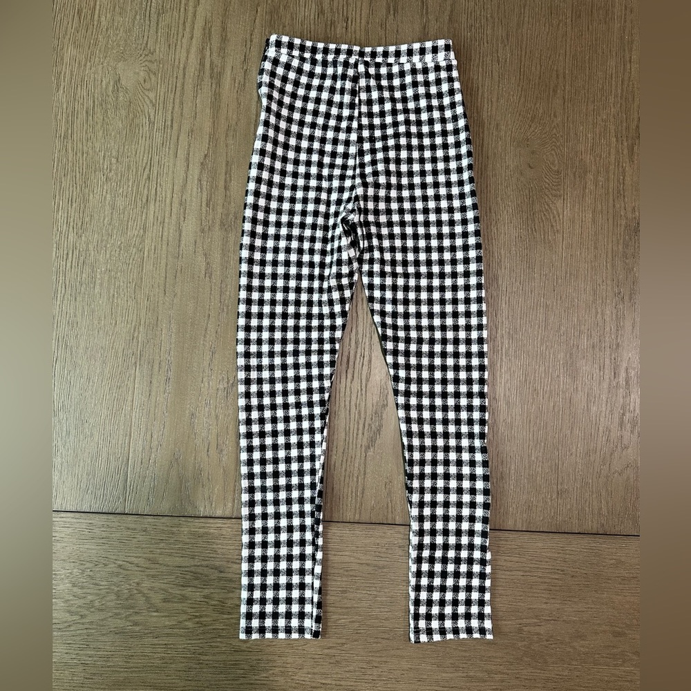 Topshop Buffalo Check Black White Pants/Leggings Size 4 - Picture 5 of 11
